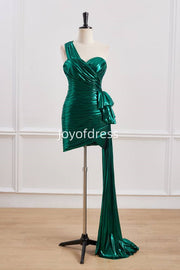 One Shoulder Sleeveless Pleated Empire Homecoming Dress