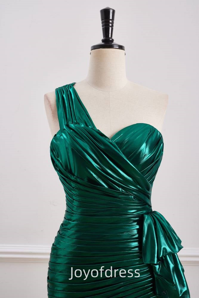 One Shoulder Sleeveless Pleated Empire Homecoming Dress