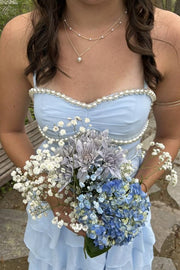 Pearl Sweetheart A-Line Chiffon Tiered Maxi Party Prom Dress