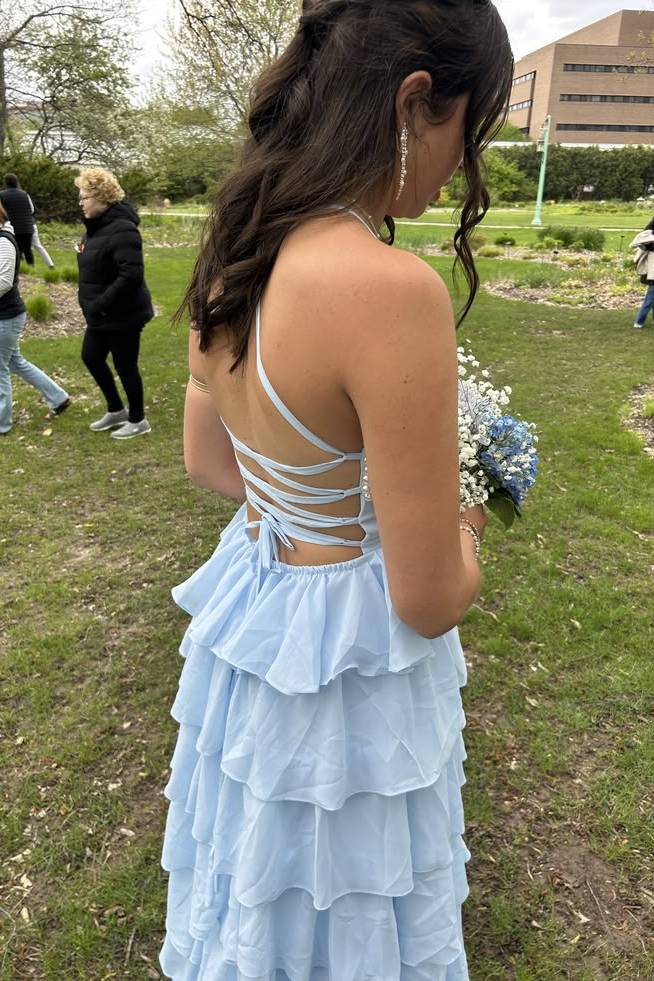 Pearl Sweetheart A-Line Chiffon Tiered Maxi Party Prom Dress