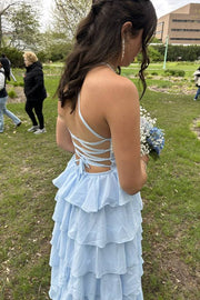 Pearl Sweetheart A-Line Chiffon Tiered Maxi Party Prom Dress