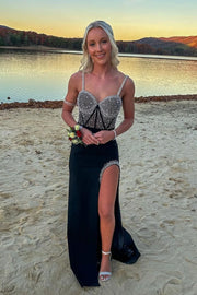 Pearls Sweetheart Sleeveless Empire Party Prom Dress With Slit