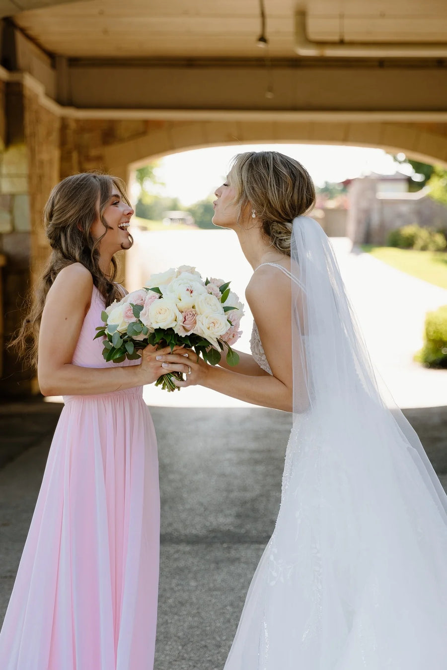 Pink A-Line V-Neck Sleeveless Chiffon A-Line Bridesmaid Dress