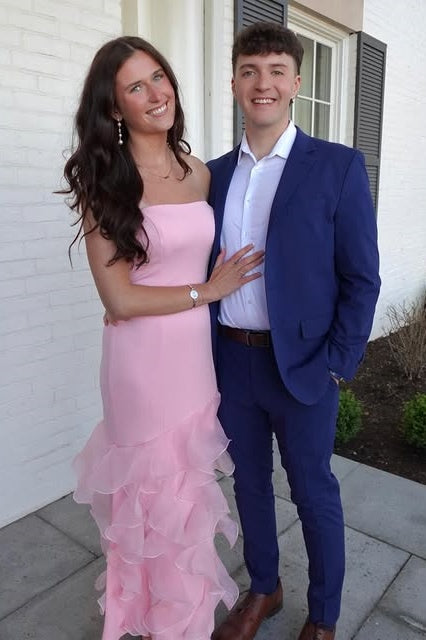 Pink Strapless Empire Satin Party Prom Dress With Tulle Ruffle