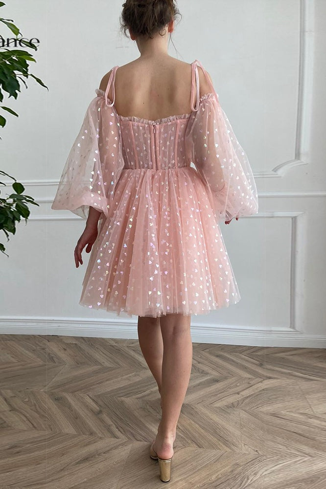 Pink Tulle A-Line Empire Sweetheart Homecoming Dress