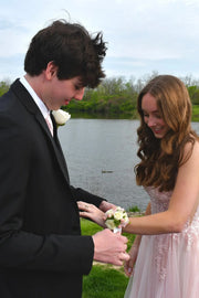 Pink Tulle A-Line V-Neck Sleeveless Lace Appliques Party Prom Dress