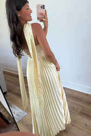 Pleated Satin A-Line Sweetheart Strapless Empire Long Party Prom Dress
