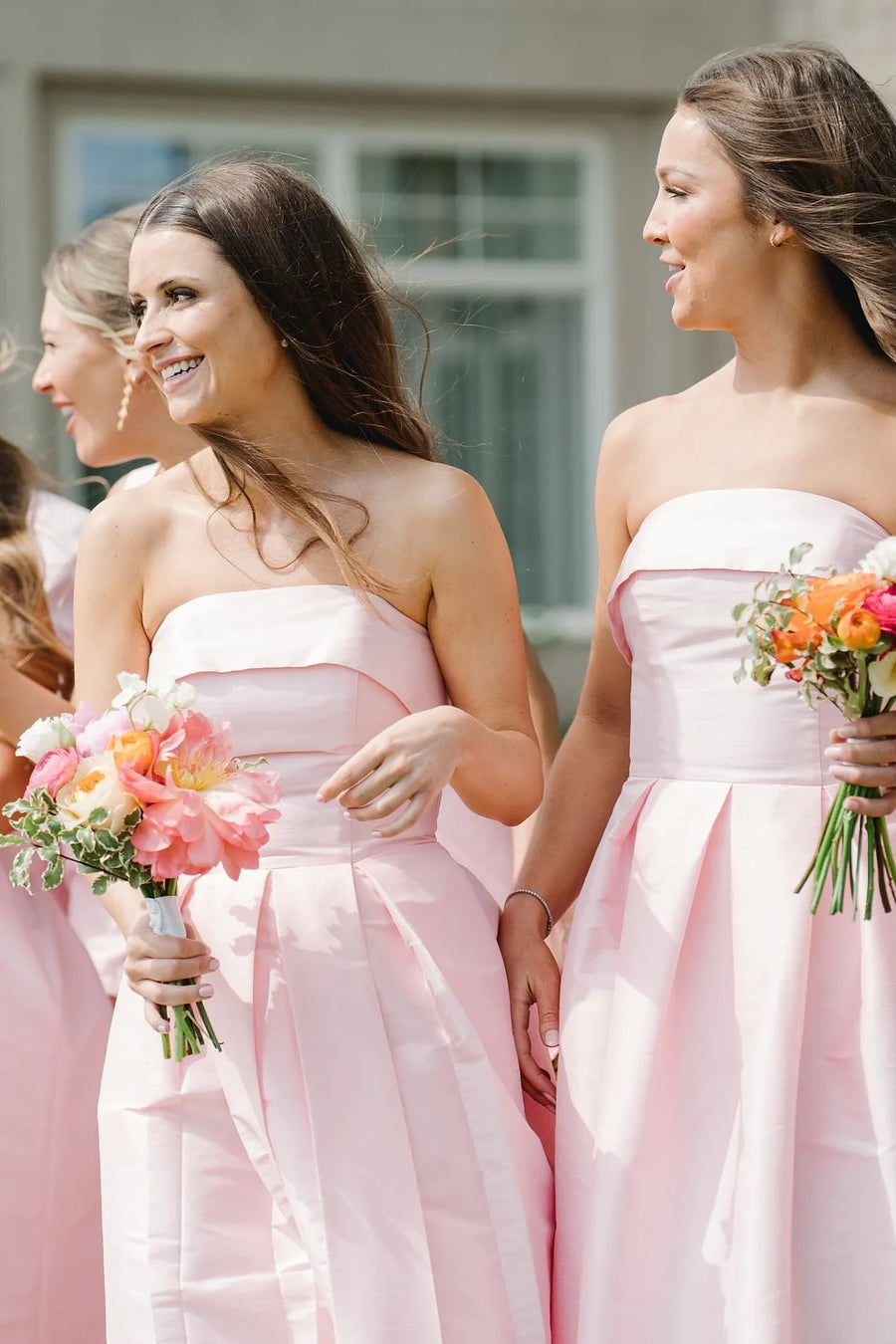Pleated Strapless Empire A-Line Satin Bridesmaid Dress