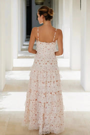 Pretty A-Line Tiered Sleeveless Floral Party Prom Dress