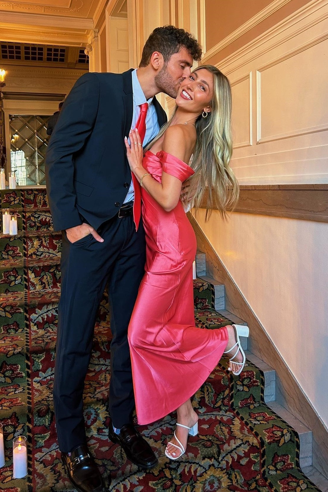 Pretty Off-Shoulder Sleeveless Satin Fitted Party Prom Dress