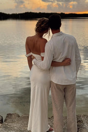 Pretty Off-Shoulder Sleeveless Satin Fitted Party Prom Dress