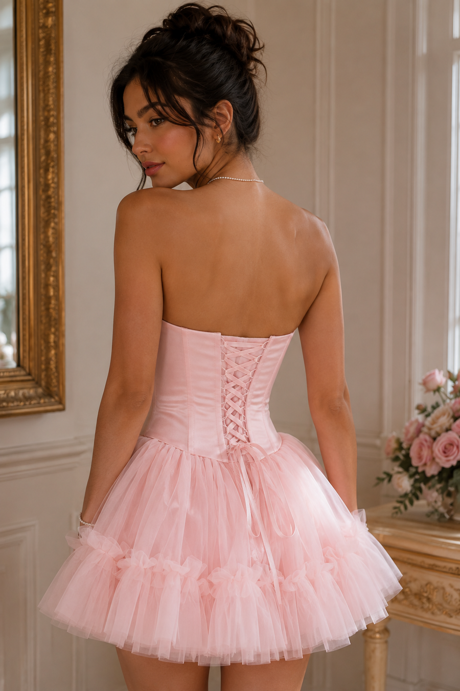 Pretty Pink A-Line Sweetheart Strapless Two Tone Short Party Homecoming Dress