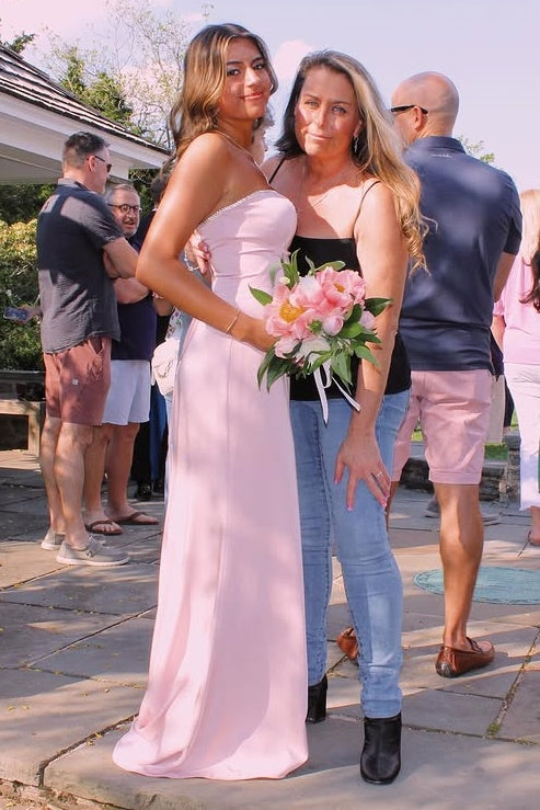 Pretty Pink Satin Mermaid Sweetheart Strapless Split Party Prom Dress
