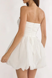 Pretty Satin A-Line Empire Straplsss Mini Homecoming Graduation Dress