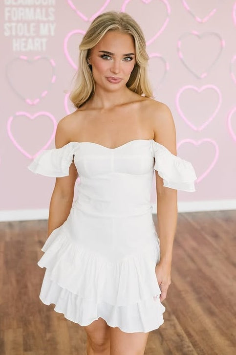 Pretty Satin A-Line Sweetheart Ruffle Straps Tiered Graduation Party Dress