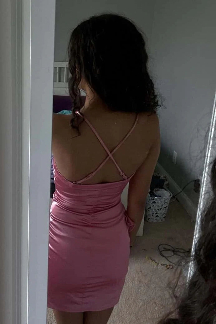 Pretty Square Empire Spaghetti Straps Ruffle Homecoming Dress 