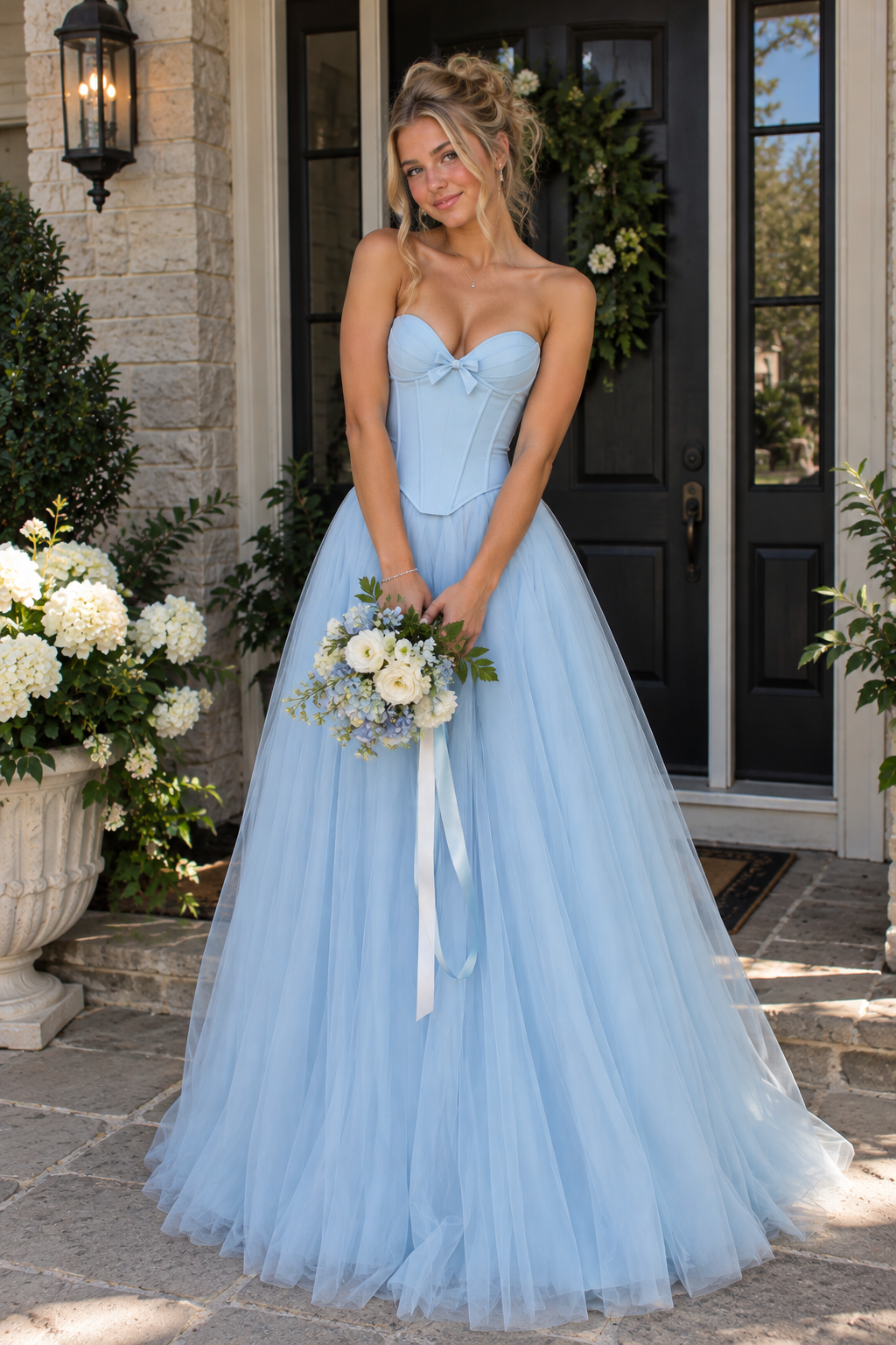 Pretty Sweetheart Corset Two Tone A-Line Long Formal Party Prom Dress