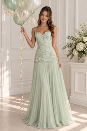 Pretty Sweetheart Lace And Chiffon Pleated Long Party Prom Dress