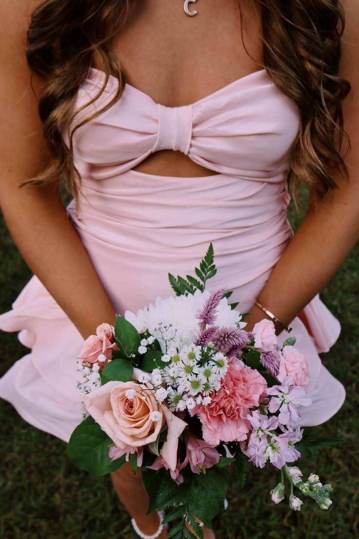 Pretty Sweetheart Strapless A-Line Tiered Satin Mini Homecoming Dress