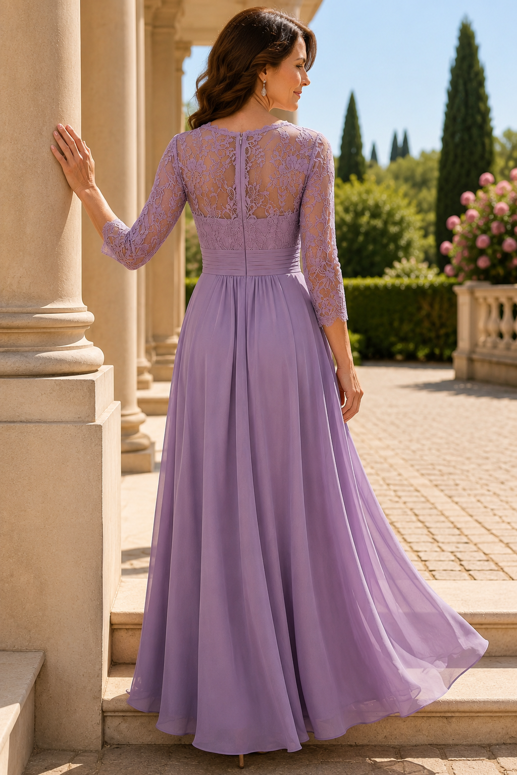 Purple Lace And Chiffon A-Line Split Mother Of The Bride Dress