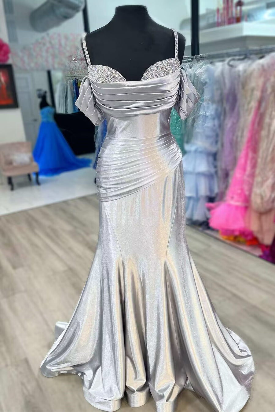 beaded bust prom dress Luxury Beaded Crystals Mermaid Prom Dresses Glitter Sequin Birthday Party Dress
