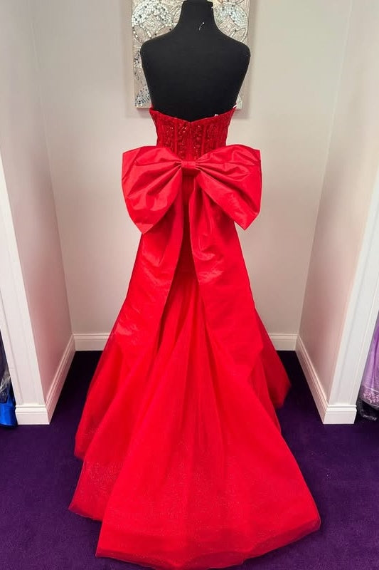 Red Mermaid Sweetheart Strapless Two Tone Prom Dress