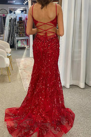 Red Sweetheart Sleeveless Mermaid Long Party Prom Dress