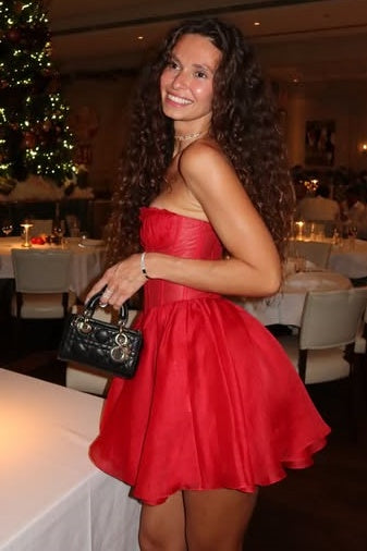 Red Tulle A-Line Empire Short Evening Homecoming Dress