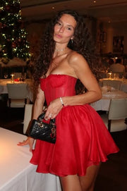 Red Tulle A-Line Empire Short Evening Homecoming Dress