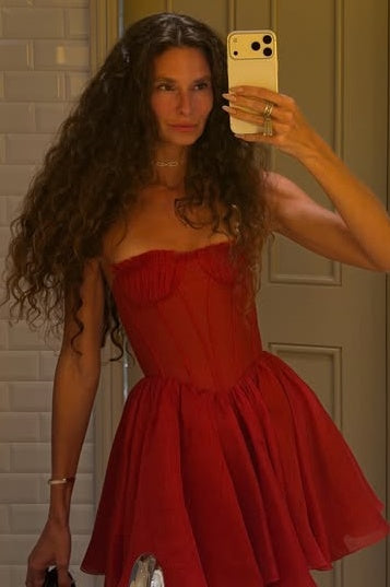 Red Tulle A-Line Empire Short Evening Homecoming Dress