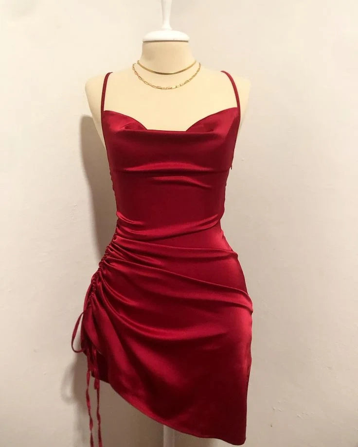 Red Sheath Short Prom Dress 