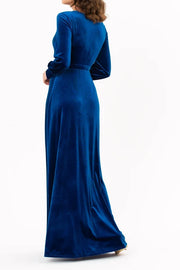 Round Long Sleeves A-Line Velvet Dress