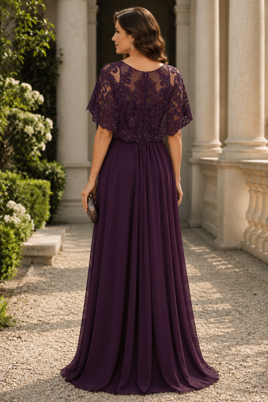 Round Neck With Shawl A-Line Maxi Mother Of The Bride Dress