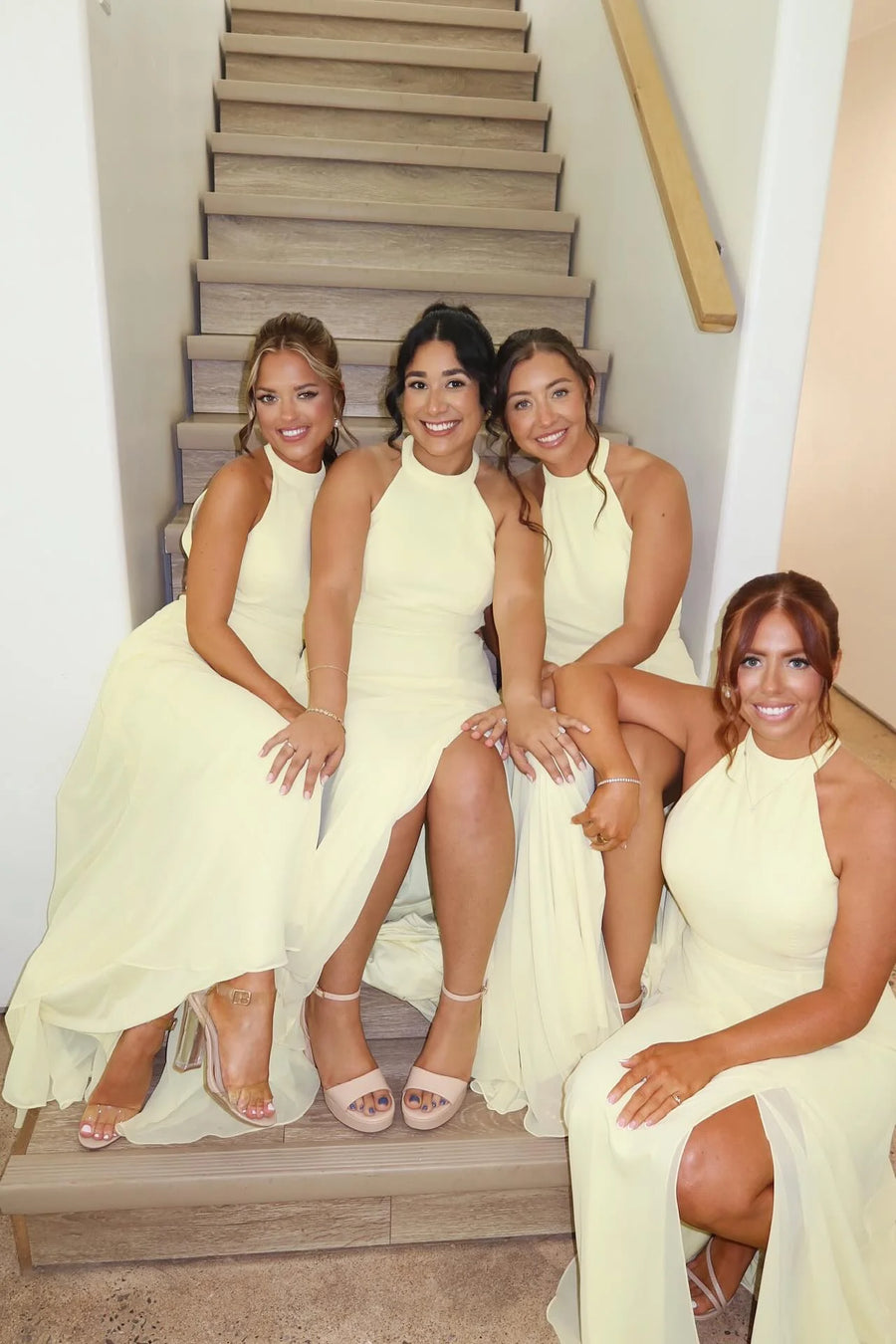 Round Sleeveless Chiffon A-Line Bridesmaid Dress With Leg Slit