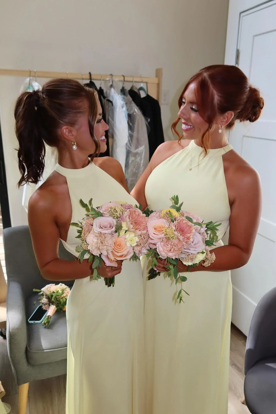 Round Sleeveless Chiffon A-Line Bridesmaid Dress With Leg Slit