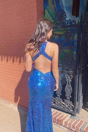 Round Sleeveless Illusion Empire With Side Slit Prom Dress