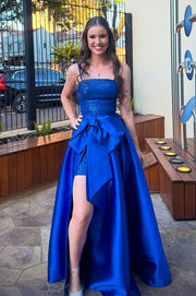 Royal Blue Sleeveless Empire Two Tone Party Prom Dress