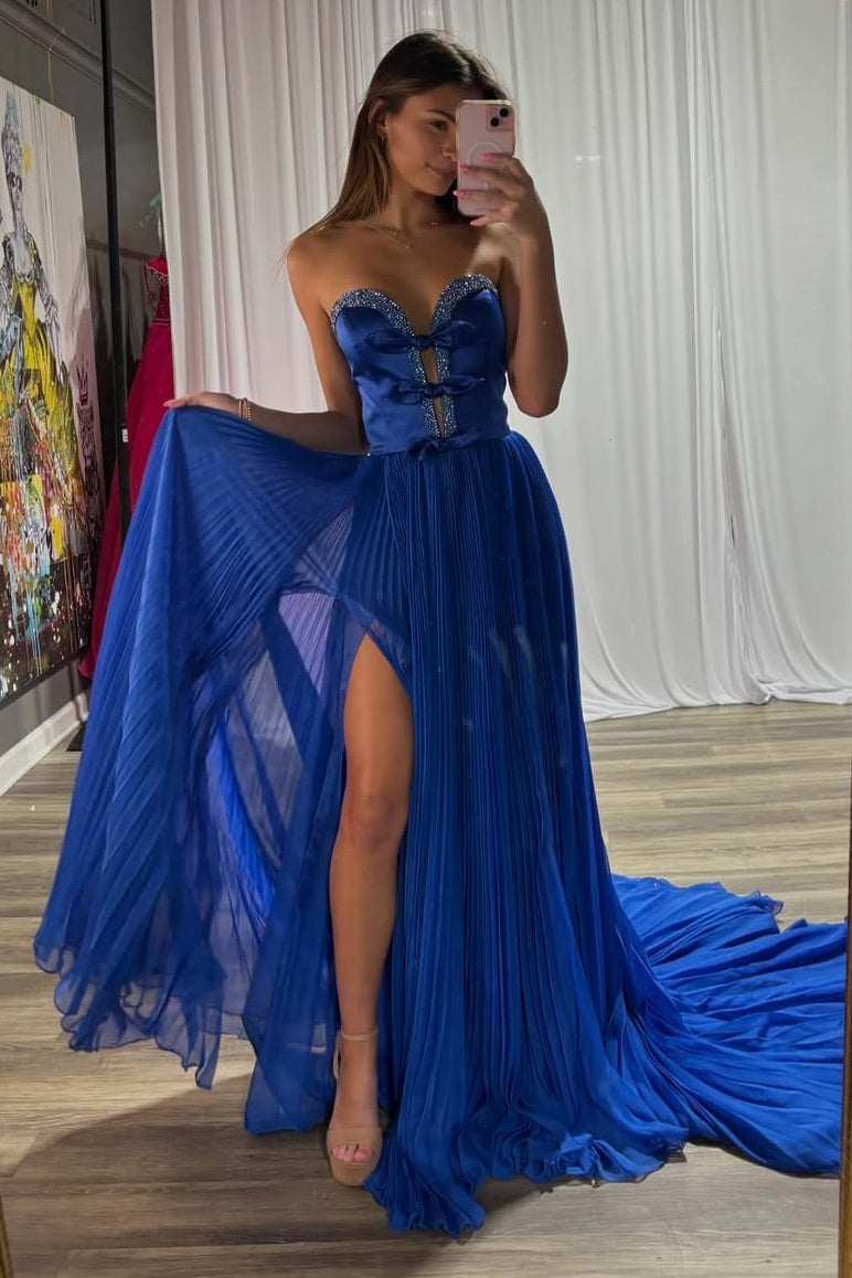 royal blue strapless beaded two tone party prom dress $ 172 . 00 $ 172