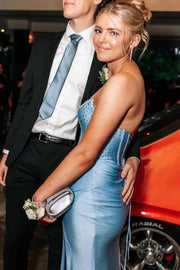 Ruched Empire Satin Beaded Mermaid Party Prom Dress With Slit