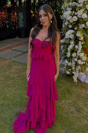 Ruffle Strapless Empire Chiffon A-Line Party Prom Dress