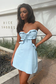 Ruffle Sweetheart Strapless Lace Up A-Line Satin Homecoming Dress