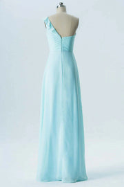 Ruffled One Shoulder Empire Chiffon A-Line Bridesmaid Dress