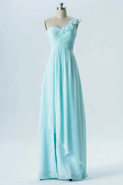 Ruffled One Shoulder Empire Chiffon A-Line Bridesmaid Dress