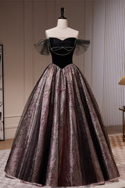 Black Off-the-Shoulder Beaded Long Prom Dress