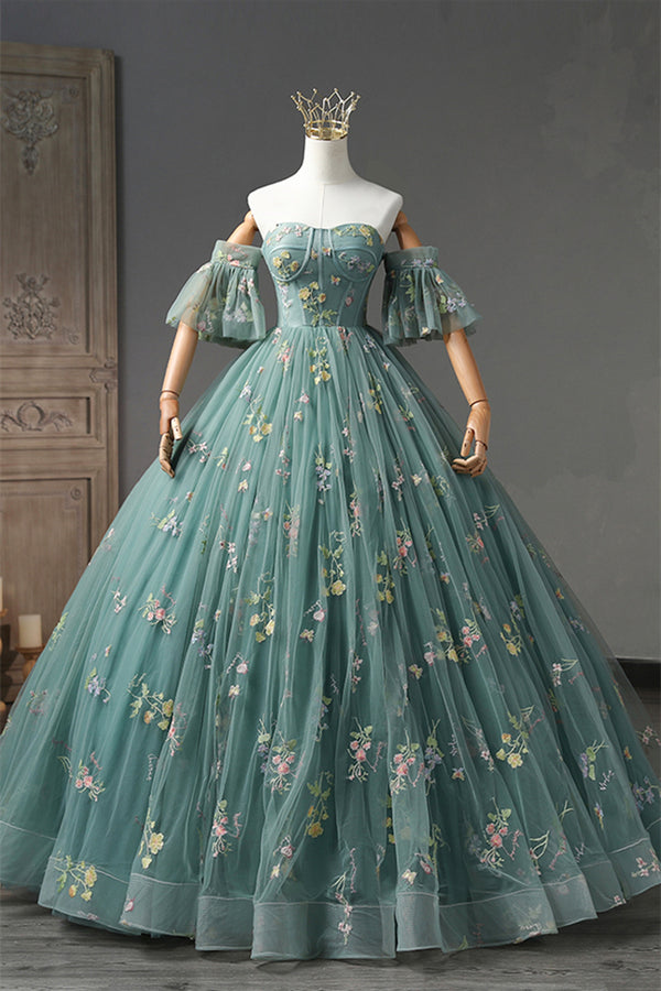 Dusty Green 3 Styles Embroidery Long Prom Dress – Joyofdress