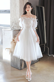 White Ruffle Off-the-Shoulder Tulle Homecoming Dress