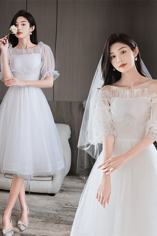 White Ruffle Off-the-Shoulder Tulle Homecoming Dress