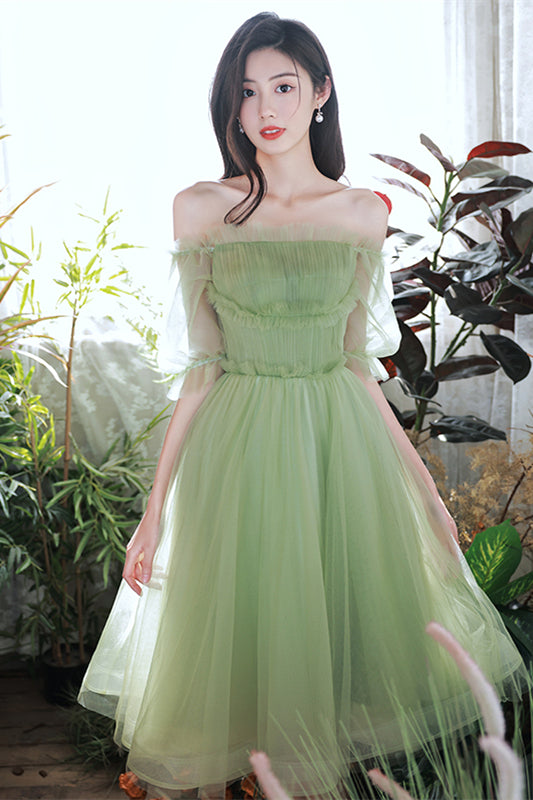 White Ruffle Off-the-Shoulder Tulle Homecoming Dress
