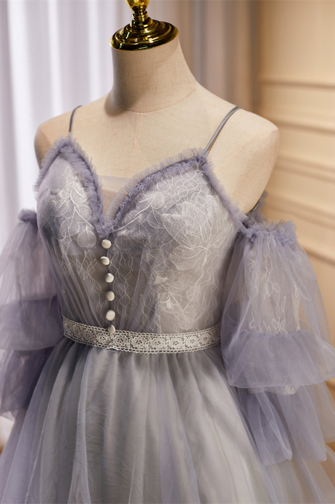 Lavender Layer Off-the-Shoulder Lace Ruffles Homecoming Dress | Joyofdress Lavender Layer Off-the-Shoulder Lace Ruffles Homecoming Dress | Joyofdress