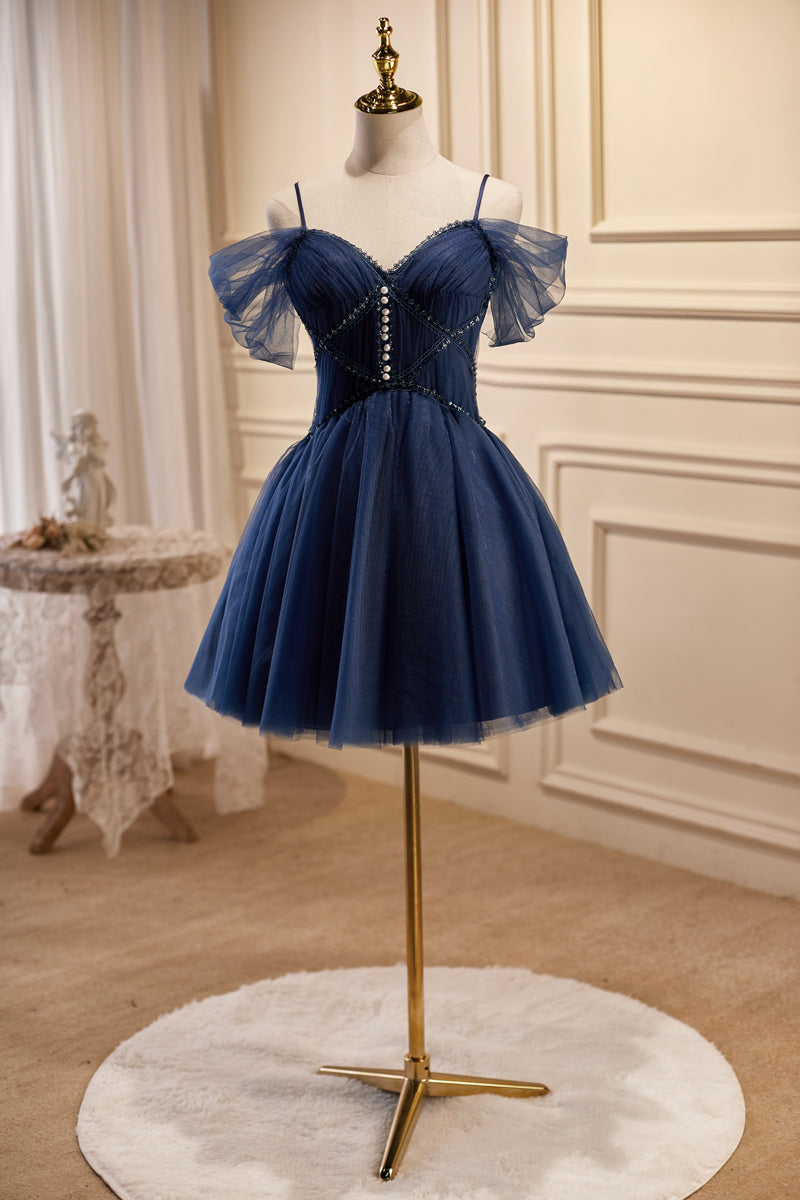 Off the Shoulder Short Navy Blue Prom Dresses, Dark Blue Off Shoulder Graduation Homecoming Dresses, US 4 / Custom Color / No Rush Off the Shoulder Short Navy Blue Prom Dresses, Dark Blue Off Shoulder Graduation Homecoming Dresses, US 4 / Custom Color / No Rush